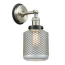 Stanton Sconce shown in the Brushed Satin Nickel finish with a Clear Wire Mesh shade