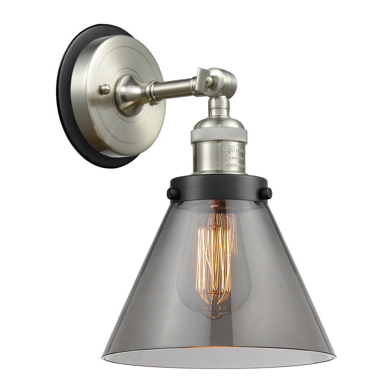Cone Sconce shown in the Brushed Satin Nickel finish with a Plated Smoke shade