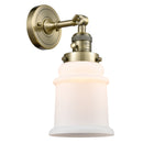 Canton Sconce shown in the Antique Brass finish with a Matte White shade