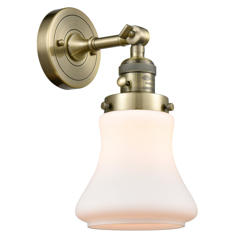 Bellmont Sconce shown in the Antique Brass finish with a Matte White shade