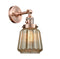 Innovations Lighting Chatham 1-100 watt 6 inch Antique Copper Sconce with Mercury Fluted glass and Solid Brass 180 Degree Adjustable Swivel With Engraved Cast Cup Includes a "High-Low-Off" Switch. 203SWACG146
