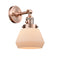 Innovations Lighting Fulton 1-100 watt 7 inch Antique Copper Sconce with Matte White Cased glass and Solid Brass 180 Degree Adjustable Swivel With Engraved Cast Cup Includes a "High-Low-Off" Switch. 203SWACG171