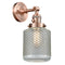 Stanton Sconce shown in the Antique Copper finish with a Clear Wire Mesh shade