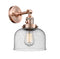 Innovations Lighting Large Bell 1-100 watt 8 inch Antique Copper Sconce with Seedy glass and Solid Brass 180 Degree Adjustable Swivel With Engraved Cast Cup Includes a "High-Low-Off" Switch. 203SWACG74