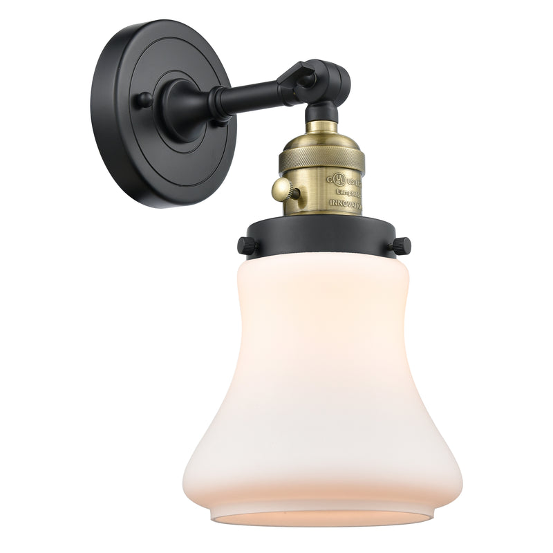 Bellmont Sconce shown in the Black Antique Brass finish with a Matte White shade