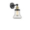 Innovations Lighting Bellmont 1-100 watt 6.5 inch Black Antique Brass Sconce with Clear glass and Solid Brass 180 Degree Adjustable Swivel With Engraved Cast Cup Includes a "High-Low-Off" Switch. 203SWBABG192