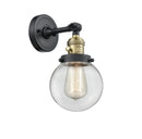 Innovations Lighting Beacon 1-100 watt 6 inch Black Antique Brass Sconce with Clear glass and Solid Brass 180 Degree Adjustable Swivel With Engraved Cast Cup Includes a "High-Low-Off" Switch. 203SWBABG2026