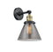 Innovations Lighting Large Cone 1-100 watt 8 inch Black Antique Brass Sconce with Smoked glass and Solid Brass 180 Degree Adjustable Swivel With Engraved Cast Cup Includes a "High-Low-Off" Switch. 203SWBABG43