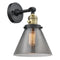 Cone Sconce shown in the Black Antique Brass finish with a Plated Smoke shade