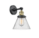 Innovations Lighting Large Cone 1-100 watt 8 inch Black Antique Brass Sconce with Seedy glass and Solid Brass 180 Degree Adjustable Swivel With Engraved Cast Cup Includes a "High-Low-Off" Switch. 203SWBABG44