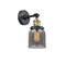 Innovations Lighting Small Bell 1-100 watt 5 inch Black Antique Brass Sconce with Smoked glass and Solid Brass 180 Degree Adjustable Swivel With Engraved Cast Cup Includes a "High-Low-Off" Switch. 203SWBABG53