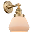 Fulton Sconce shown in the Brushed Brass finish with a Matte White shade