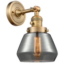 Fulton Sconce shown in the Brushed Brass finish with a Plated Smoke shade