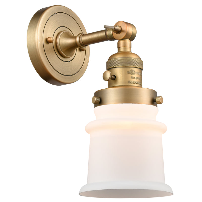 Canton Sconce shown in the Brushed Brass finish with a Matte White shade