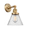 Innovations Lighting Large Cone 1-100 watt 8 inch Brushed Brass Sconce with Seedy glass and Solid Brass 180 Degree Adjustable Swivel With Engraved Cast Cup Includes a "High-Low-Off" Switch. 203SWBBG44