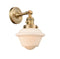 Innovations Lighting Small Oxford 1-100 watt 8 inch Brushed Brass Sconce with Matte White Cased glass and Solid Brass 180 Degree Adjustable Swivel With Engraved Cast Cup Includes a "High-Low-Off" Switch. 203SWBBG531