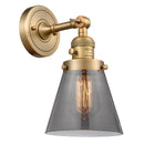 Cone Sconce shown in the Brushed Brass finish with a Plated Smoke shade