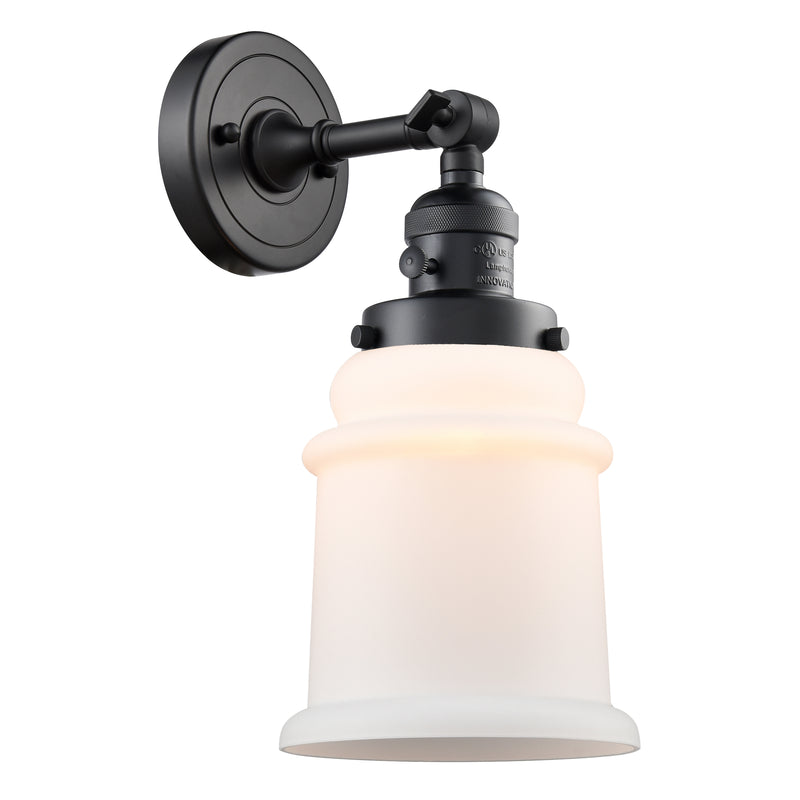 Canton Sconce shown in the Matte Black finish with a Matte White shade