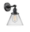 Innovations Lighting Large Cone 1-100 watt 8 inch Black Sconce with Clear glass and Solid Brass 180 Degree Adjustable Swivel With Engraved Cast Cup Includes a "High-Low-Off" Switch. 203SWBKG42