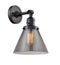 Innovations Lighting Large Cone 1-100 watt 8 inch Black Sconce with Smoked glass and Solid Brass 180 Degree Adjustable Swivel With Engraved Cast Cup Includes a "High-Low-Off" Switch. 203SWBKG43