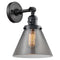 Cone Sconce shown in the Matte Black finish with a Plated Smoke shade