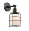Innovations Lighting Small Bell Cage 1-100 watt 8 inch Black Sconce with Matte White Cased glass and Solid Brass 180 Degree Adjustable Swivel With Engraved Cast Cup Includes a "High-Low-Off" Switch. 203SWBKG51CE