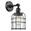 Bell Cage Sconce shown in the Matte Black finish with a Clear shade