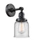 Innovations Lighting Small Bell 1-100 watt 5 inch Black Sconce with Clear glass and Solid Brass 180 Degree Adjustable Swivel With Engraved Cast Cup Includes a "High-Low-Off" Switch. 203SWBKG52
