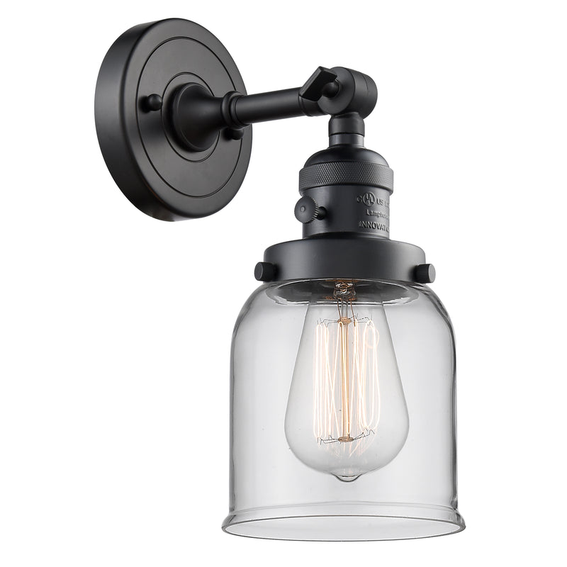 Bell Sconce shown in the Matte Black finish with a Clear shade