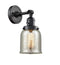 Innovations Lighting Small Bell 1-100 watt 5 inch Black Sconce with Silver Plated Mercury glass and Solid Brass 180 Degree Adjustable Swivel With Engraved Cast Cup Includes a "High-Low-Off" Switch. 203SWBKG58