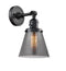 Innovations Lighting Small Cone 1-100 watt 6 inch Black Sconce with Smoked glass and Solid Brass 180 Degree Adjustable Swivel With Engraved Cast Cup Includes a "High-Low-Off" Switch. 203SWBKG63