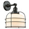 Bell Cage Sconce shown in the Matte Black finish with a Matte White shade