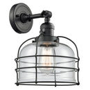 Bell Cage Sconce shown in the Matte Black finish with a Clear shade