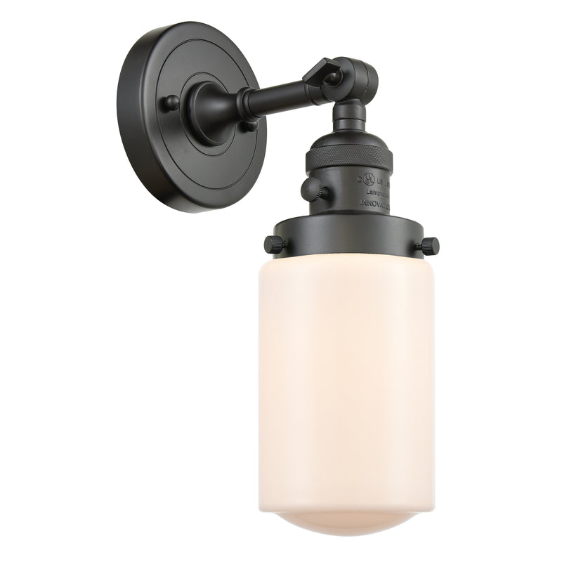 Dover Sconce shown in the Oil Rubbed Bronze finish with a Matte White shade