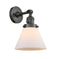 Innovations Lighting Large Cone 1-100 watt 8 inch Oil Rubbed Bronze Sconce with Matte White Cased glass and Solid Brass 180 Degree Adjustable Swivel With Engraved Cast Cup Includes a "High-Low-Off" Switch. 203SWOBG41