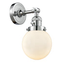 Beacon Sconce shown in the Polished Chrome finish with a Matte White shade