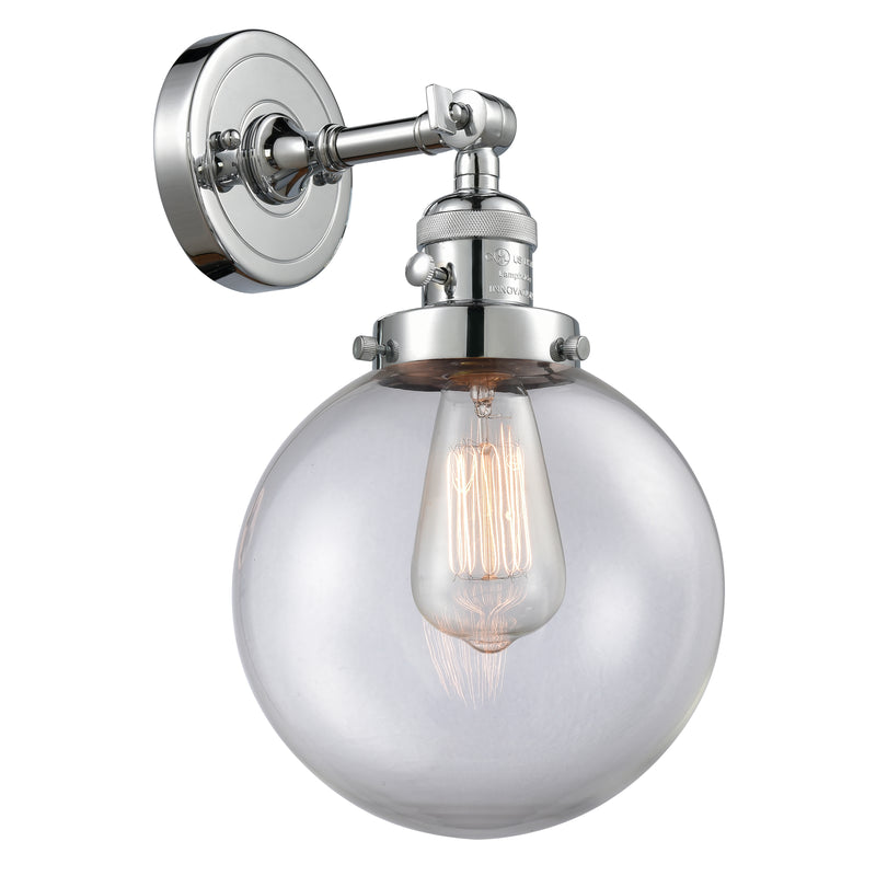 Beacon Sconce shown in the Polished Chrome finish with a Clear shade