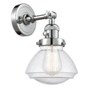 Olean Sconce shown in the Polished Chrome finish with a Seedy shade