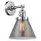 Cone Sconce shown in the Polished Chrome finish with a Plated Smoke shade