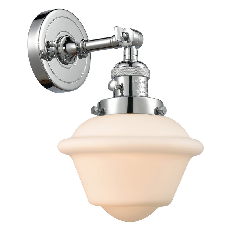 Oxford Sconce shown in the Polished Chrome finish with a Matte White shade