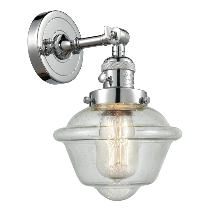 Oxford Sconce shown in the Polished Chrome finish with a Seedy shade