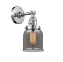 Innovations Lighting Small Bell 1-100 watt 5 inch Polished Chrome Sconce with Smoked glass and Solid Brass 180 Degree Adjustable Swivel With Engraved Cast Cup Includes a "High-Low-Off" Switch. 203SWPCG53