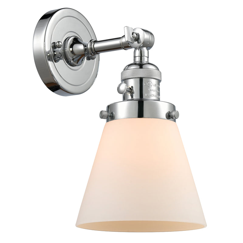 Cone Sconce shown in the Polished Chrome finish with a Matte White shade