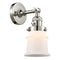 Canton Sconce shown in the Polished Nickel finish with a Matte White shade
