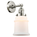 Canton Sconce shown in the Polished Nickel finish with a Matte White shade