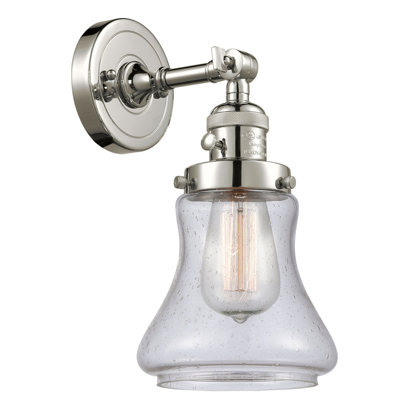 Bellmont Sconce shown in the Polished Nickel finish with a Seedy shade