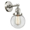 Beacon Sconce shown in the Polished Nickel finish with a Clear shade