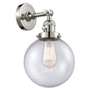 Beacon Sconce shown in the Polished Nickel finish with a Seedy shade