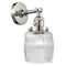 Colton Sconce shown in the Polished Nickel finish with a Clear Halophane shade