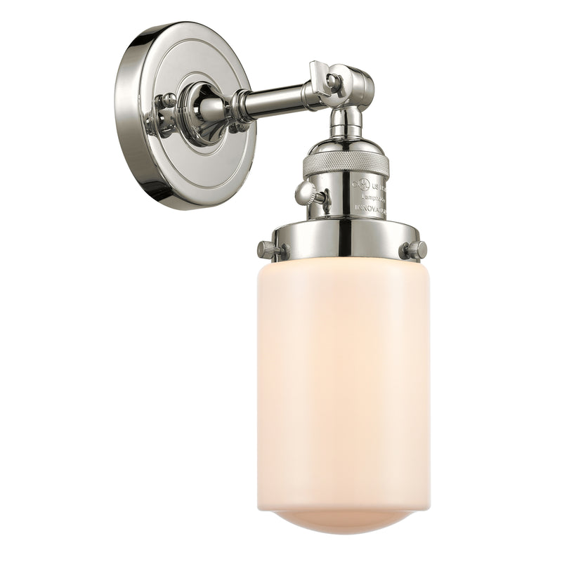 Dover Sconce shown in the Polished Nickel finish with a Matte White shade